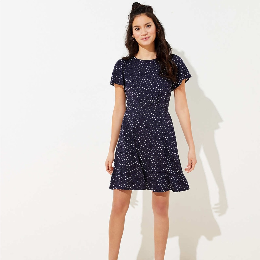 Loft Dotted Flare Dress